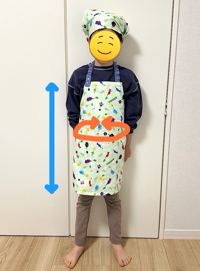 型紙なし 子ども用エプロンの作り方 ゴムタイプで着脱かんたん
