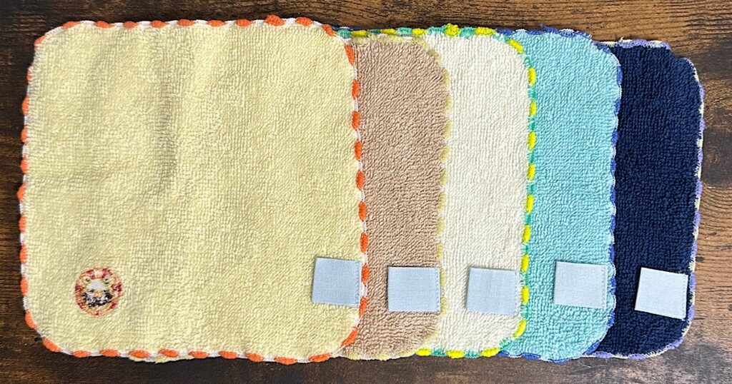 タオルハンカチの名前つけ タグを縫い付ける簡単な方法