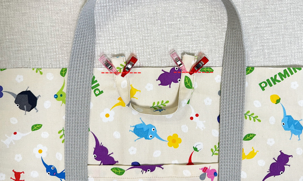 トートバッグのような外ポケット付きレッスンバッグの作り方